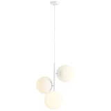 Licht-Erlebnisse Hängelampe Metall Glas B: 46 Cm H: Max. 120 Cm Weiß E27 3-flammig Kugel Schirm Modern Hängeleuchte