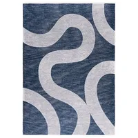 mazovia Designteppich Teppich Zweiseitiger Geometrisch Wohnzimmer Schlafzimmer Esszimmer, 160 x 200 cm, Fußbodenheizung blau|grau 160 x 200 cm