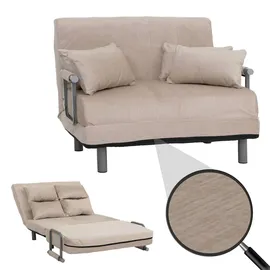 Mendler Schlafsessel HWC-K29, Klappsessel Schlafsofa Gästebett, Liegefläche 190x100cm, Stoff Chenille (370g/m2) ~ creme