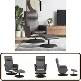 Vidaxl - Relaxsessel mit Fußhocker Grau Kunstleder - Komfortsessel - LiegeSessel - Relaxsessel - Wohnzimmersessel - TV-Sessel