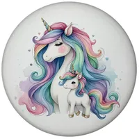 Speecheese Einhorn-Mama mit Kind Magnet mit Flaschenöffner rund Farbenfroher