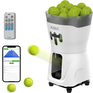 PUSUN PT-Mini-Tennisball-Maschine, tragbar, unterstützt App und Fernbedienung, hält 65+ Bälle, einfach zu bedienen