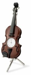 Designer Tischuhr Violine braun aus Metall