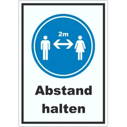 Abstand halten Symbol und Text Aufkleber A4 (210x297mm)