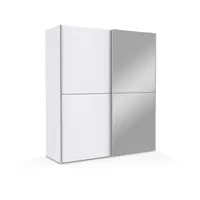 Möbel-Eins WALUNA Schwebetürenschrank mit Spiegel, Material Dekorspanplatte, Weiss