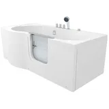 AcquaVapore Whirlpool-Badewanne Sitzbadewanne Senioren Sitzwanne mit Tür S12-AIR-R 85x170 cm, (1-tlg), mit Ablaufgarnitur weiß