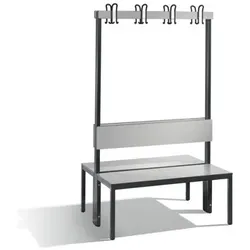 Doppelseitige Garderobenbank HPL Breite 1000mm, ohne Schuhrost