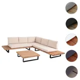 Mendler Garten-Garnitur HWC-H54, Garnitur Sitzgruppe Lounge-Set, Spun Poly Akazie Holz FSC® Alu ~ hellbraun, Polster beige