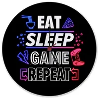 Speecheese Eat Sleep Game Repeat Zocker Wanduhr aus Glas