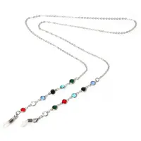 Firetti Brillenkette mit bunten Details, rhodiniert, mit Glasstein blau|bunt|grün|rot|schwarz