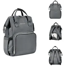 KIKKABOO Wickeltasche Siena, Rucksack, Wickelunterlage, Grifflänge einstellbar grau dunkelgrau