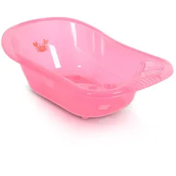 Moni Babybadewanne Omar 90 cm Transparent Wasserablauf Ablagefächer für Zubehör rosa