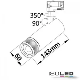 Fiai IsoLED 3-Phasen LED Schienen-Strahler fokussierbar 20°-55° weiß matt ISO-114991