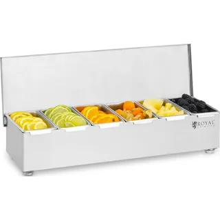 Royal Catering Zutatenbehälter Edelstahl 6 Einsätze Zutatenbox Beilagenbehälter Barbehälter