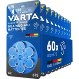 VARTA Hörgerätebatterien Typ 675 blau, Batterien 60 Stück Vorratspack, P 675