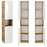 Lomadox Luton-56 Hochschrank 35 x 170 x 32 cm Hochglanz Weiß Holz, Metall, MDF, Spanplatte