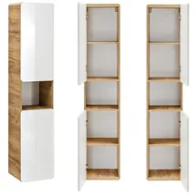 Lomadox Luton-56 Hochschrank 35 x 170 x 32 cm Hochglanz Weiß Holz, Metall, MDF, Spanplatte