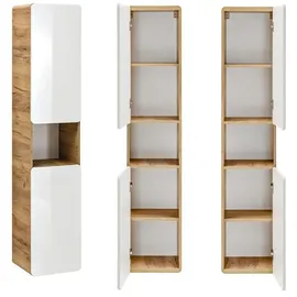 Lomadox Luton-56 Hochschrank 35 x 170 x 32 cm Hochglanz Weiß Holz, Metall, MDF, Spanplatte