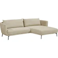 Ecksofa SCHÖNER WOHNEN-KOLLEKTION "Pearl - 5 Jahre Hersteller-Garantie, auch in Bouclé L-Form" Sofas Gr. B/H/T: 270cm x 71cm x 160cm, Flachgewebe, Longchair rechts, beige (sand) Maße (BHT): 27071160 cm, Füße Metall