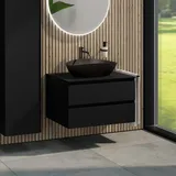 rivea Dia Unterschrank B: 80 mit 2 Auszügen, Waschtisch B: 60 cm schwarz matt B: 80 BR0536BM+BR0032BM+BN0402BM