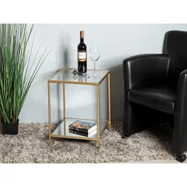 Haku-Möbel Beistelltisch Gold Transparent Metall 39 x 55 cm
