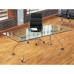 Tisch Nomos Tecno Gestell verchromt silber, Designer Sir Norman Foster, 72x220x100 cm