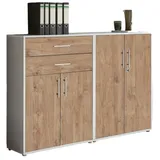 BMG Möbel Aktenschrank Tabor (Set 12, Büroschrank abschließbar mit Metallgriffen) Made in Germany grau