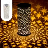 Marrakesch Orient & Mediterran Interior Marrakesch Solarlaternen Solarlampen für außen mit Henkel aus Metall 30cm Groß | Boho Deko Outdoor Solar LED Laterne Wetterfest Joran Weiss IP65...
