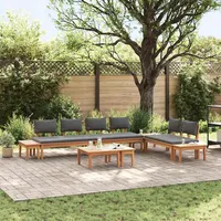 VidaXL 5-tlg. Gartenbank-Set mit Kissen Massivholz Teak
