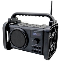 Soundmaster DAB80SW Baustellenradio DAB+ Bluetooth Akku IP44 spritzwassergeschützt Baustellenradio (DAB+, MW, PLL-UKW, FM, AM, Baustellenradio, ABS-Gehäuse, IP44 Spritzwasserschutz) schwarz