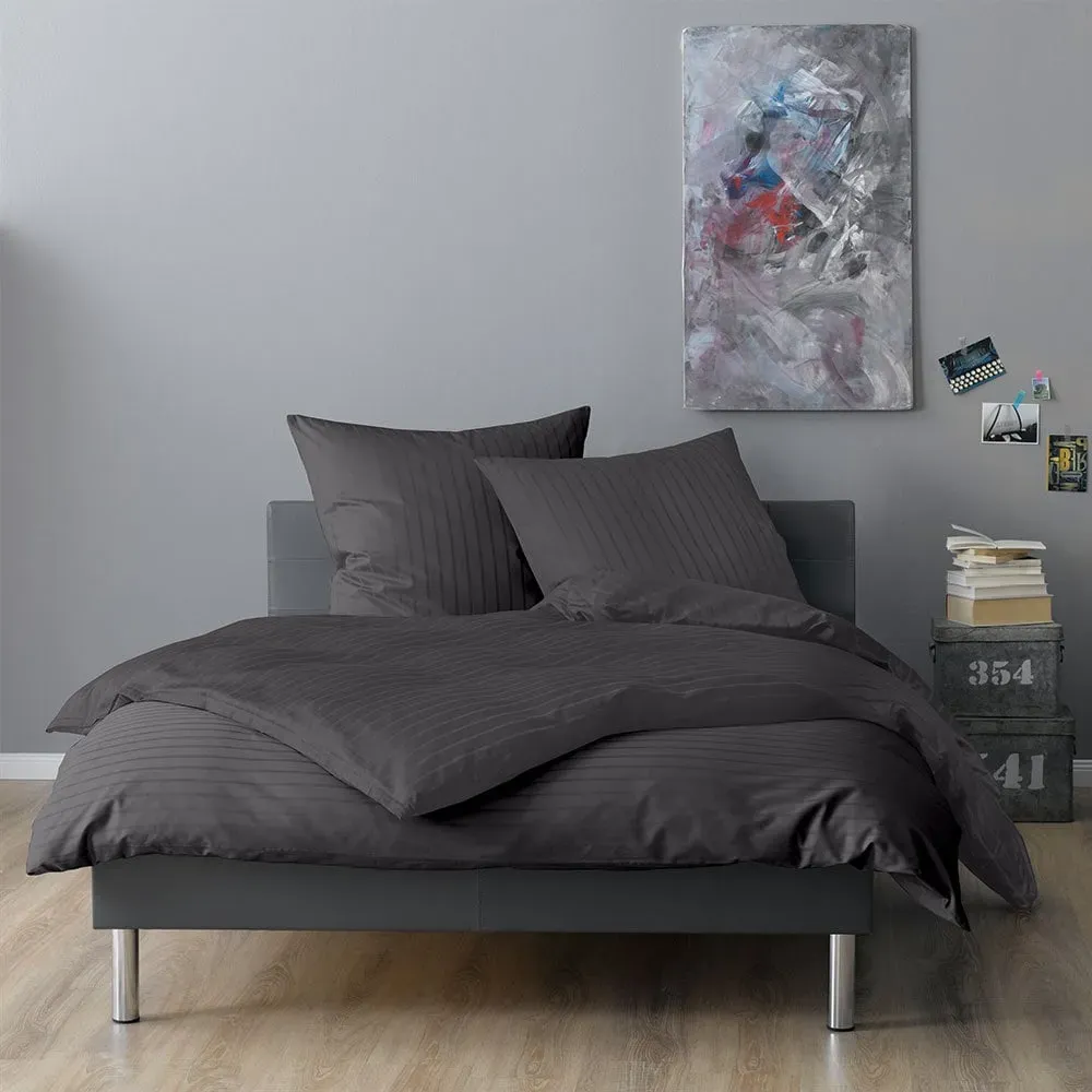 Lorena Mako-Satin Bettwäsche Verona Kissenbezug einzeln 40x80 cm | anthrazit