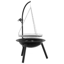 vidaXL Feuerschale mit verstellbarem Grillrost Ø 107,5 cm Schwarz