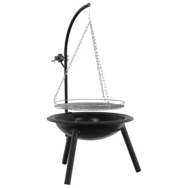 vidaXL Feuerschale mit verstellbarem Grillrost Ø 107,5 cm Schwarz