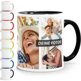 SpecialMe Tasse personalisiert Foto-Collage Text Fototasse bis zu 7 Fotos Fotogeschenk Kaffeetasse Bild selbst gestalten weiß-innen-schwarz standard