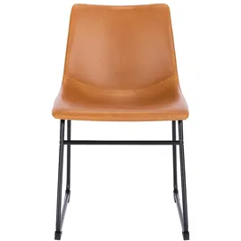 Svita Harry 2er Set Esszimmerstühle Metallbeine Kufengestell Kunstleder Cognac