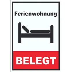 Ferienwohnung BELEGT Hochkant Aufkleber A6 (105x148mm)