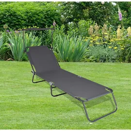 VCM Sonnenliege Klappliege 185 x 55 x 24 cm Grau