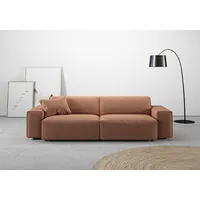 Big-Sofa ANDAS "Glimminge auch in Breitcord, Feincord + Easy care-Bezug" Sofas Gr. B/H/T: 254cm x 71cm x 101cm, Chenille-Struktur, braun besondere Kedernähte Zierkissen