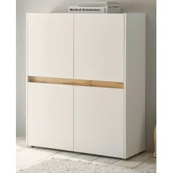 Furn.Design Highboard Center – Kommode in Weiß mit Wotan Eiche, 100 x 120 cm, 4-türig, 8 Stauraumfächer