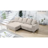 Fun Möbel Ecksofa Schlafsofa Sofa FLORENCE Stoff Bubble Beige Ottomane Links - Beige