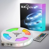 B.K.Licht - LED Strip 5m mit Fernbedienung, buntes RGB Licht, dimmbar, selbstklebend, LED Streifen, Leiste, Zimmer Deko, Gaming Deko, Band, Lichtleiste, Lichtband, 500x0,2x1 cm, Weiß