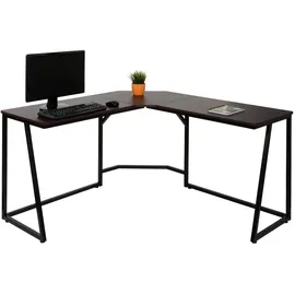 MCW Eck-Schreibtisch MCW-K66, Computertisch Arbeitstisch, MVG-zertifiziert 76x140x140cm, MDF Metall ~ dunkelbraun