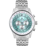 Louis XVI Artagnan 3422 - Ø 47.5 mm - Herren Uhr - Chronograph - Wasserdicht - Uhr mit Saphirglas - Armband Silber - Zifferblatt Türkis