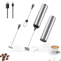Milchaufschäumer Elektrisch,Milchaufschäumer USB mit 2 Einstellbare Geschwindigkeiten Edelstahl,Handheld Milk Frother Edelstahl Aufschäumer für Kaffee/Latte/Cappuccino/Heiße Schokolade/Matcha