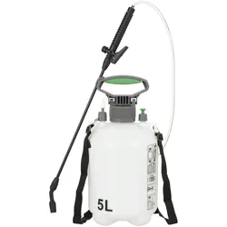 Relaxdays Drucksprüher, 5 l, verstellbare Düse, Bewässerung & Pflanzenschutz, Tragegurt, Pumpsprühgerät Garten, weiß