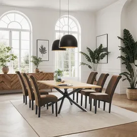 Tectake tectake® Esszimmerstuhl, gepolstert mit Kunstlederbezug, massive Holzbeine, 44 x 63 x 106 cm