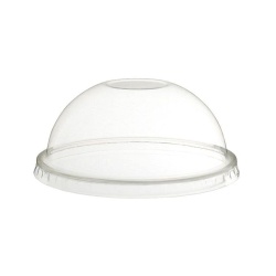 Greenbox Dombecher Deckel, PLA, Ø 9,5 cm, Umweltfreundlicher Deckel für PLA Trinkbecher, 1 Packung = 100 Stück, geschlossen