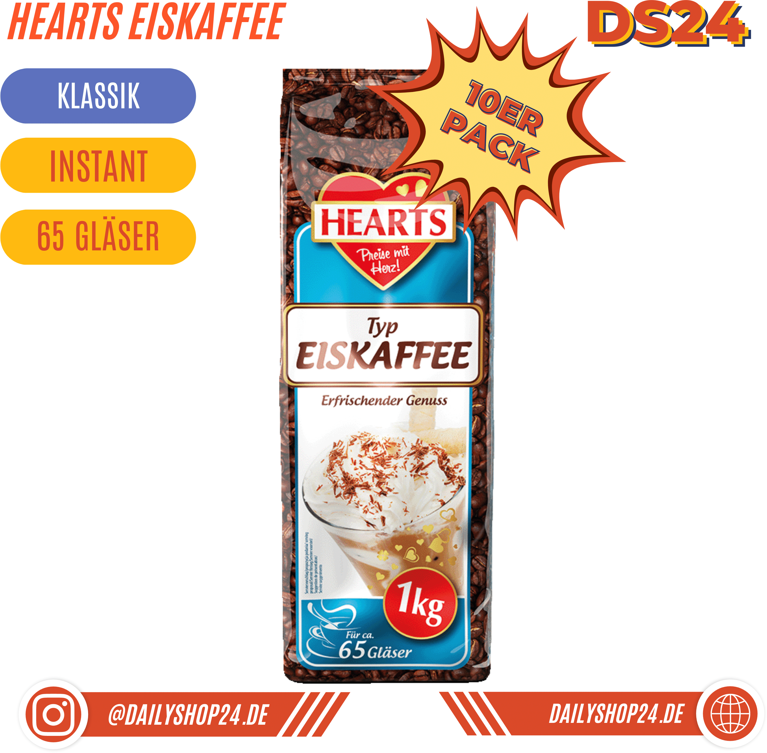 HEARTS Eiskaffee - 10 St√ock Vorteilspack / Eiskaffee
