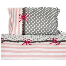 COFI 1453 Grau/Rosa 200 x 200 cm + 80 x 80 cm