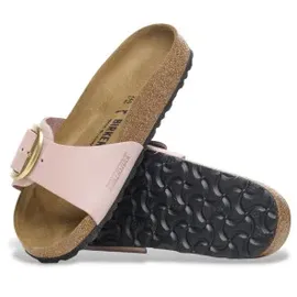 Birkenstock für Damen. 1027056 Leder-Sandalen Madrid Big Buckle (Schmale Passform) rosa (37), Wohnung, Keine, Lässig
